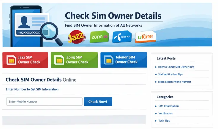 Sim Owner Details - Pakistan #1 Online Sim Information System 2026